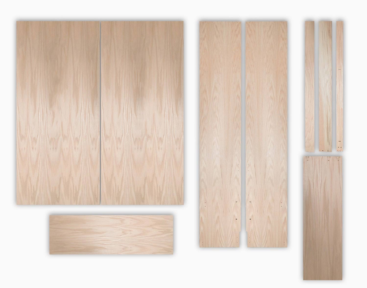 Plywood components cut and drilled